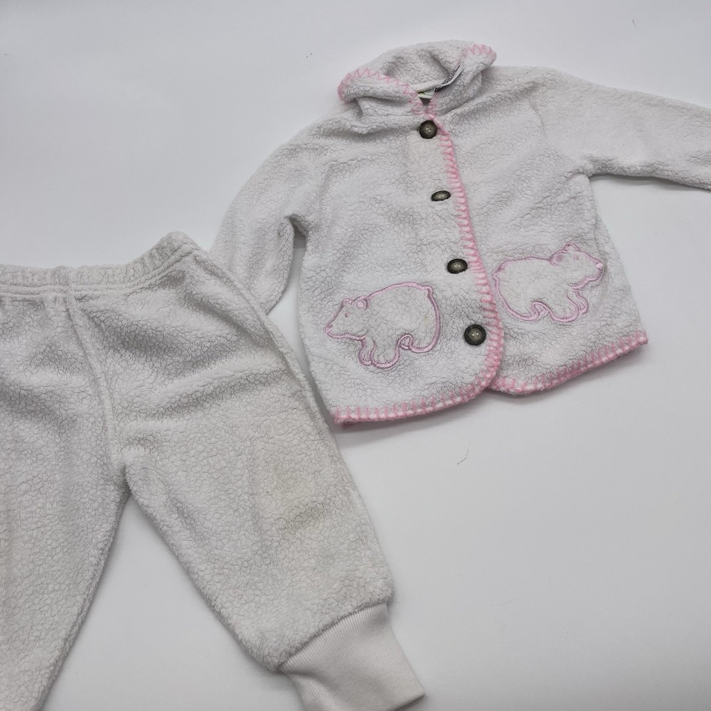 Vintage Baby‎ 3-6 Months Outfit White Bears Hood Fleece Sesame Street